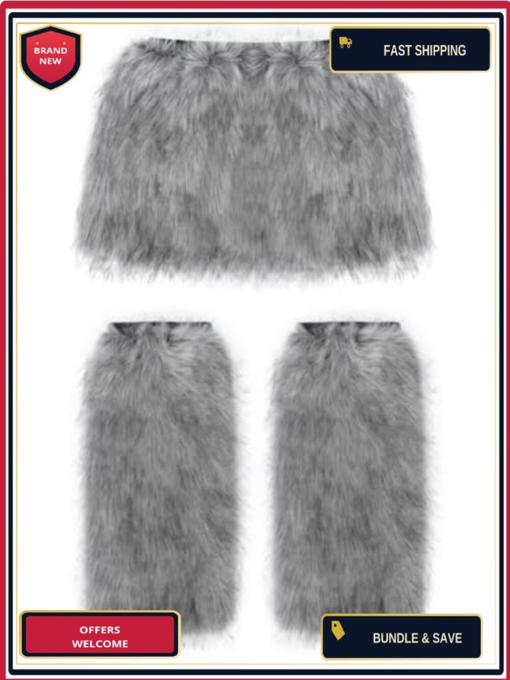 Faux Fur A-Line Mini Skirt & Leg Warmers Set